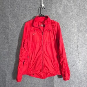 Nike Women's Running Jacket Full Zip Red Lightweight Medium Performance SPorts